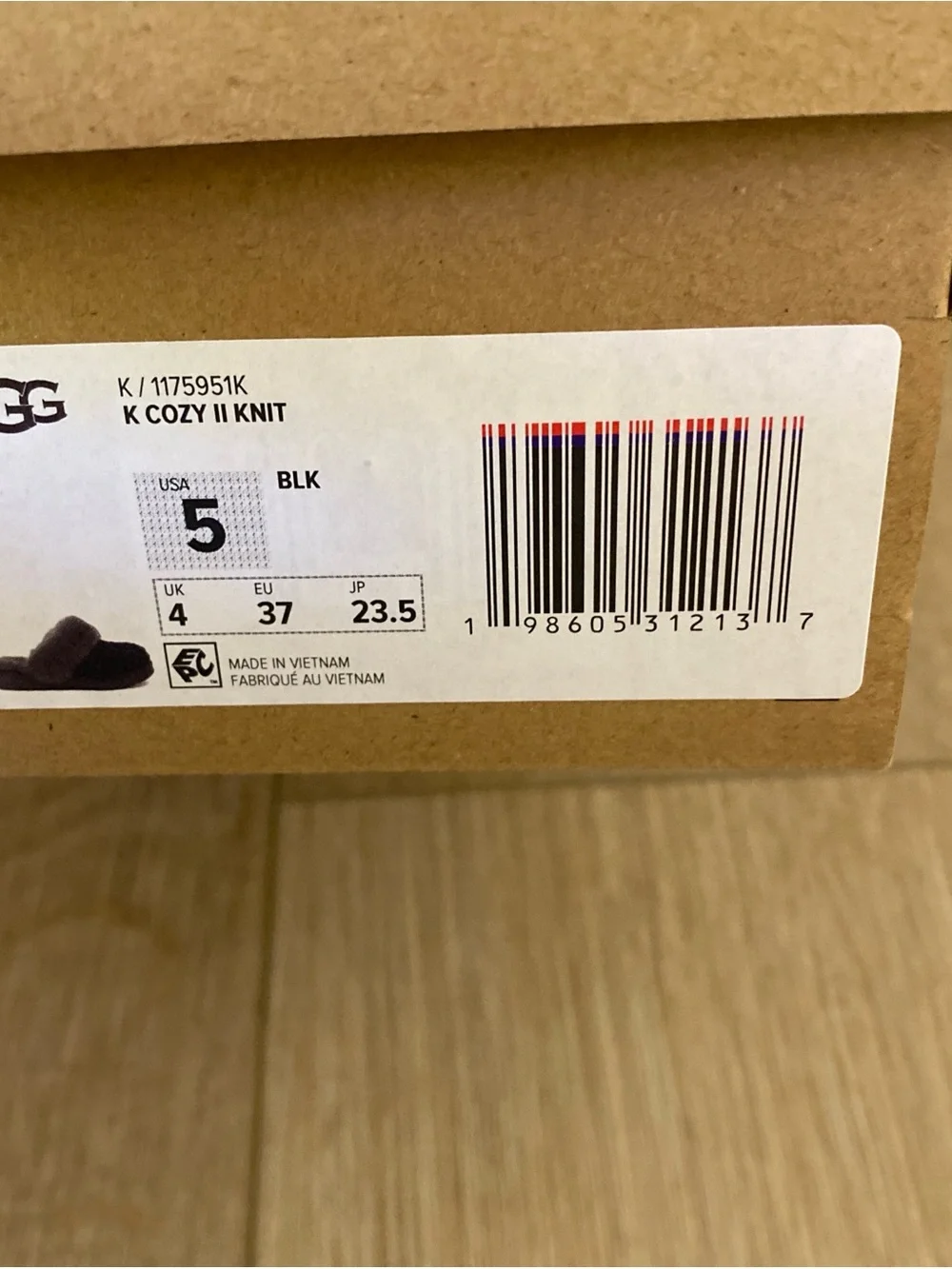 UGG Black Knit Slippers with Gray Shearling Cuff